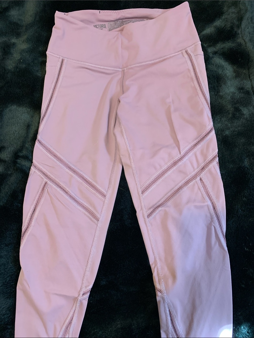 Victoria's Secret Light Pink Mesh-Accent Active Leggings